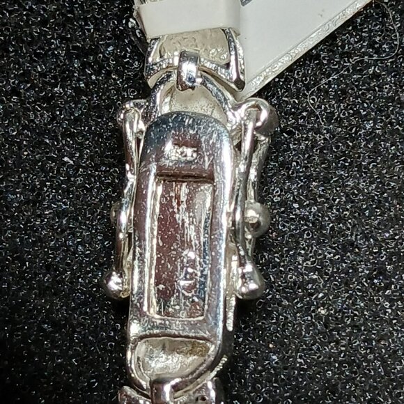 .925 Sterling Silver Heart Link Bracelet 7.75" 14.2g NWT FMC Tarnish-Free - Picture 4 of 15